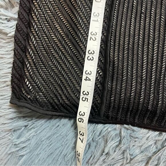 Reiss Chloe Sheer Sleeve Striped Lace Fitted Bodycone Dress Size M 10 - Picture 7 of 7